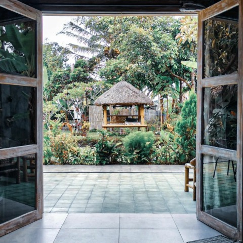 Garden view from our hotel room hotel in Tetebatu